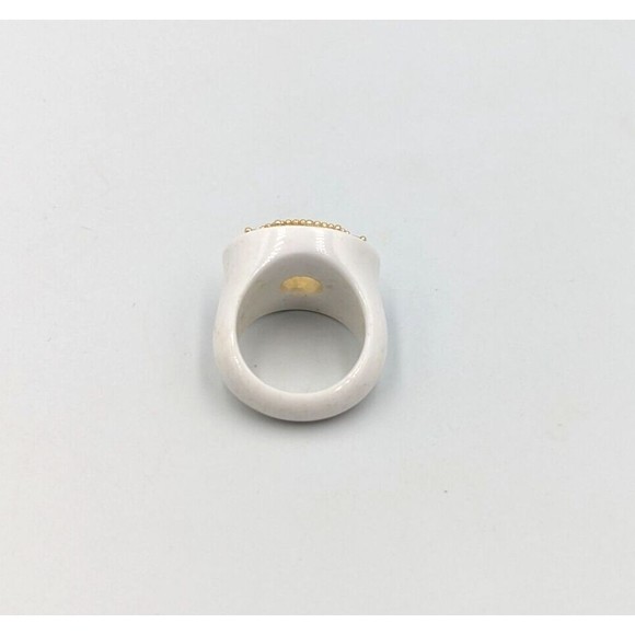 Elizabeth Adams Collection White Agate Ring With 14K Gold Accent & Citrine Sz7.5 - Picture 16 of 16